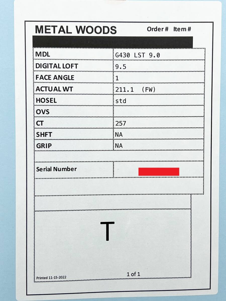 PING G430 LST Driver Head Only 9.0° Tour Issue WRX Proto CT257 With Spec Sheet - photo 10