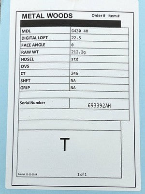 PING G430 Hybrid 4 22° Tour Issue WRX Proto 2022 CT246