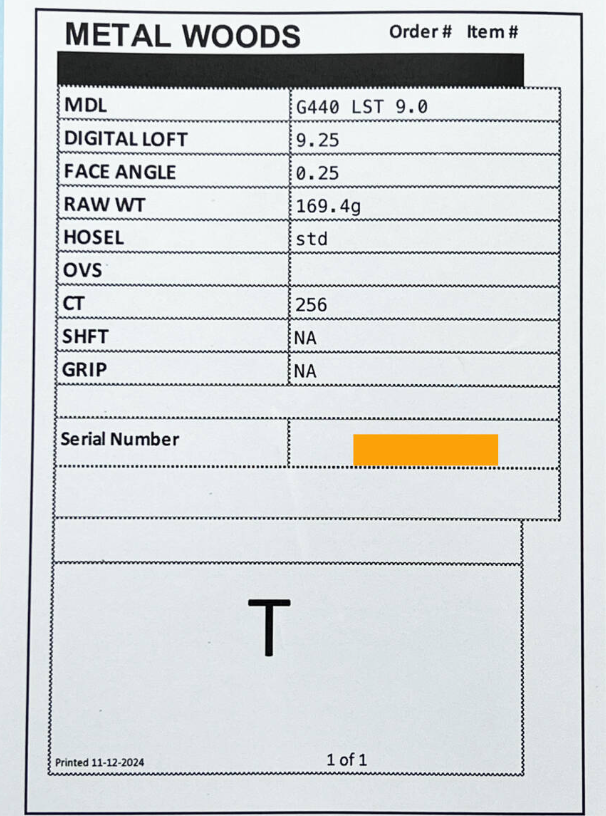 CT256☆ Tour Issue WRX PROTO PING G440 LST 9 (Real 9.25°) with Spec Sheet TOUR ISSUE