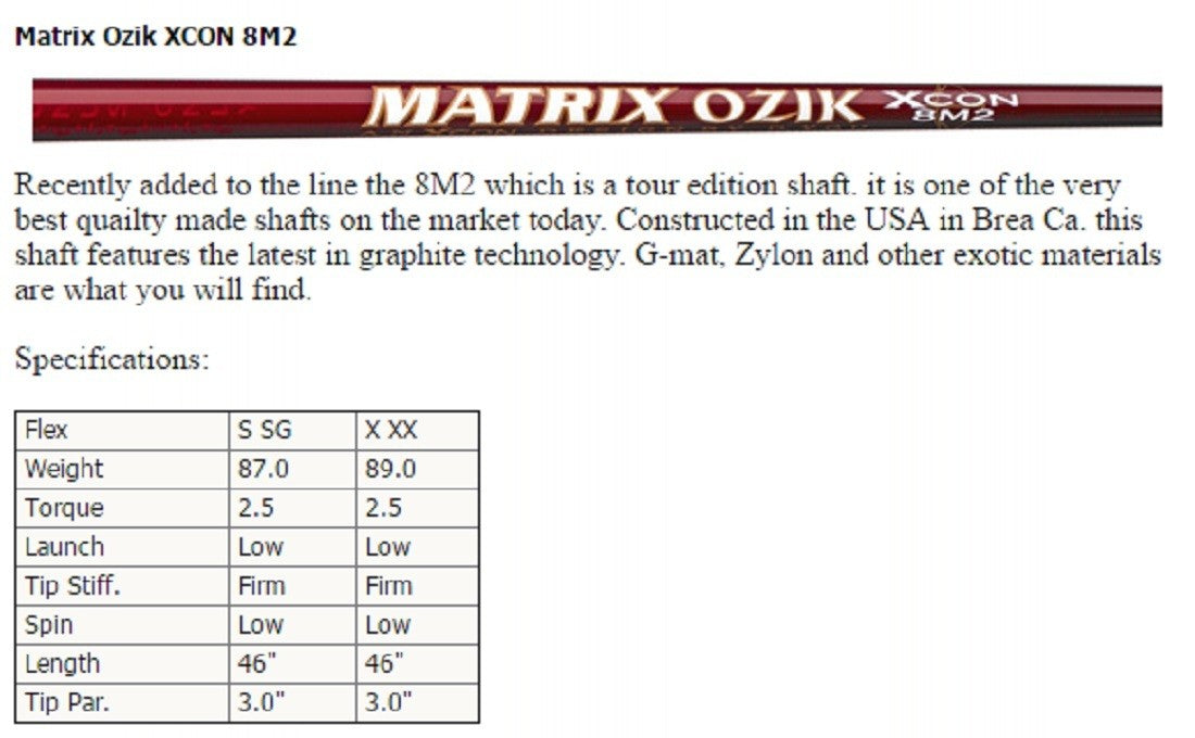 Tour supplied MATRIX 8M2 S 251cpm 87g TOUR ISSUE - photo 4